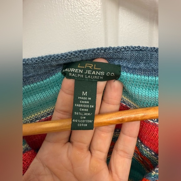 Women’s Lauren Ralph Lauren Vibrant Southwestern Linen Blend Sweater M casual - Picture 3 of 7